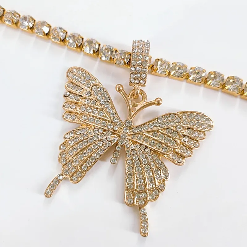 Luxury Big Farterfly Statement Necklace Rhinestone Halsband för kvinnor Tenniskedjan Crystal Choker Wedding Jewelry Gift2986