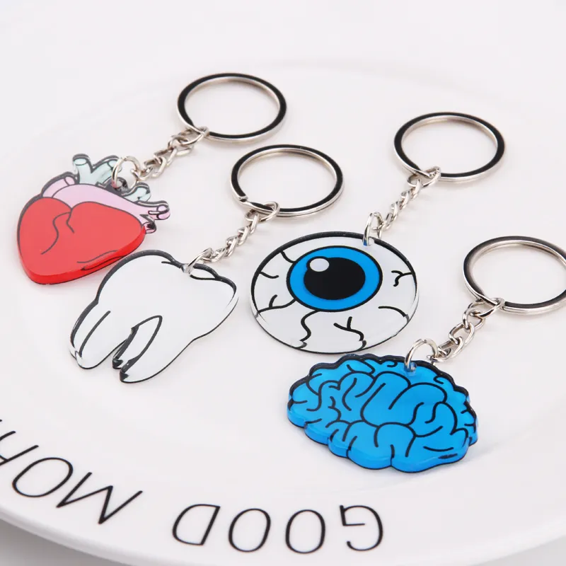 Ny Organ Heart Keychain Brain Eyes Tandnyckelkedja Kvinnor och män Söt anime Tecknad barn Key Ring Gift Porte CLEF6449916