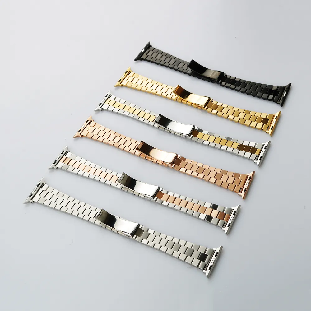 Fast rostfritt stål ostronhandled för BPPLE Watch Band 42 44mm Loop Replacement Armband för iWatch Series 5 4 3 2 1Strap Accesso299f