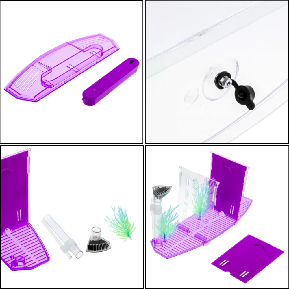 Senzeal Transparentes Acryl Kampffischbecken Triple Cube Aquarium LED-Beleuchtung Dimmbar Betta Separate Breed Laichen Mini Box Y200922