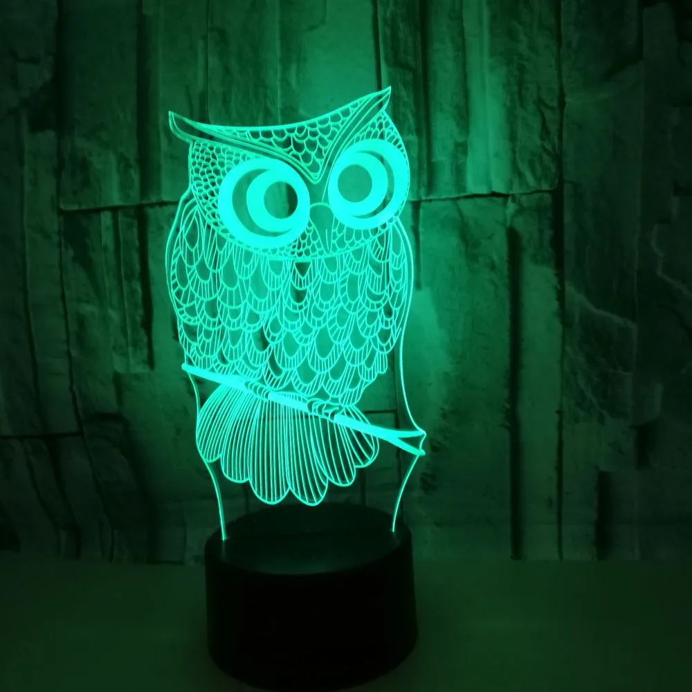 Dokunma Uzaktan Kumanda Görsel Lamba USB Yaratıcı Renkli 3D Küçük Gece Işıkları Baykuş Led Işıkları Noel hediyesi211c