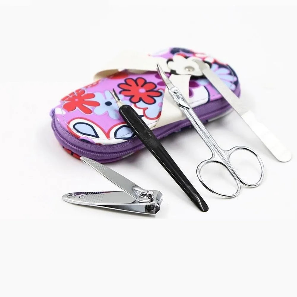 Flower chinelo unha ferramenta kit desenhos animados conjunto bonito de manicura aço inoxidável manicure cuidado ferramentas de tratamento de unhas artes manicure