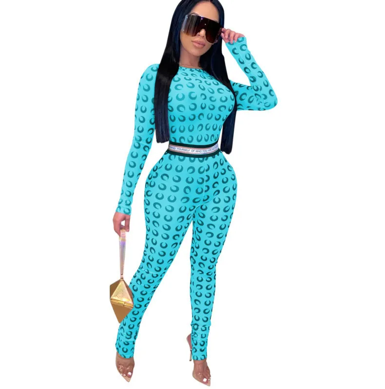 Designer Sexy Women Jumpsuit dresses Rompers Mesh Bodysuit Nightclub Fashion Long Sleeve Printed Slim Female Yoga Pants Lady Cloth2507891