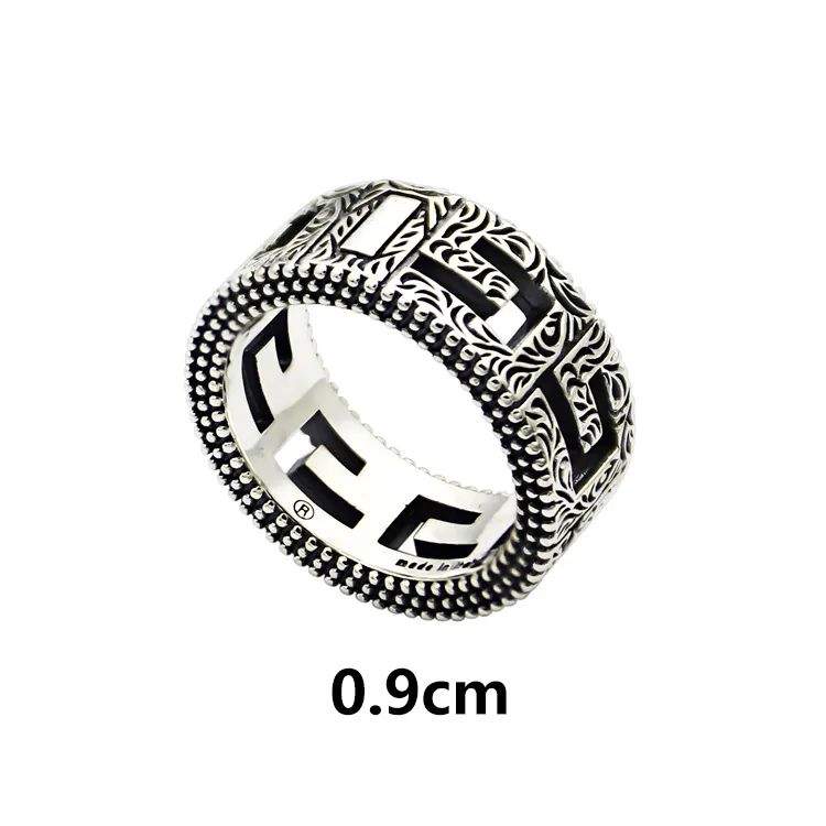 Titanium steel jewelry hollow G letter pattern ring lovers square Gshaped Arabic engraved pattern ring3404143