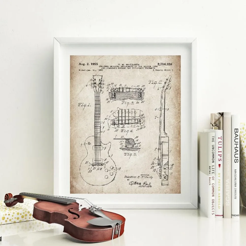 Guitar Patent Blueprints Vintage Posters And Prints Music Wall Art Canvas Painting Retro Pictures For Living Room Home Decor8651427