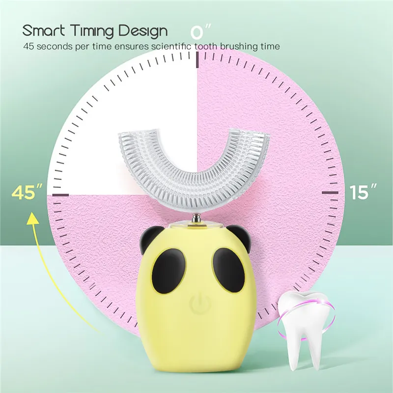 U字型360度の子供の音色の電動の歯ブラシのシリコーンの自動歯のブラシ防水充電式の子供の歯のケア53
