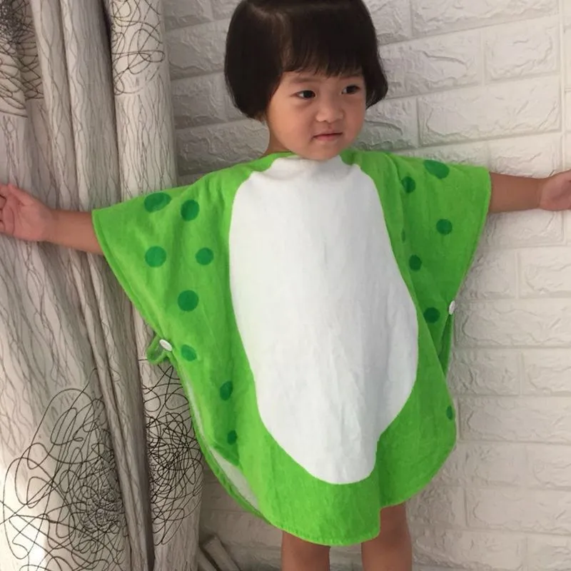 Enfants Serviette de bain Robe Enfants À Capuchon Plage Natation Poncho Motif Dinosaure Vert + Blanc 55 cm x 110 cm Y200429