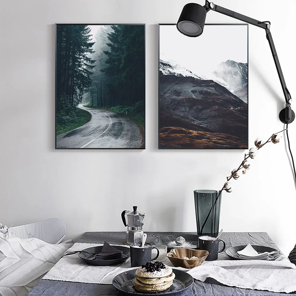 Mountain Sea Wall Painting Forest Canvas Prints Natural Scenery Art