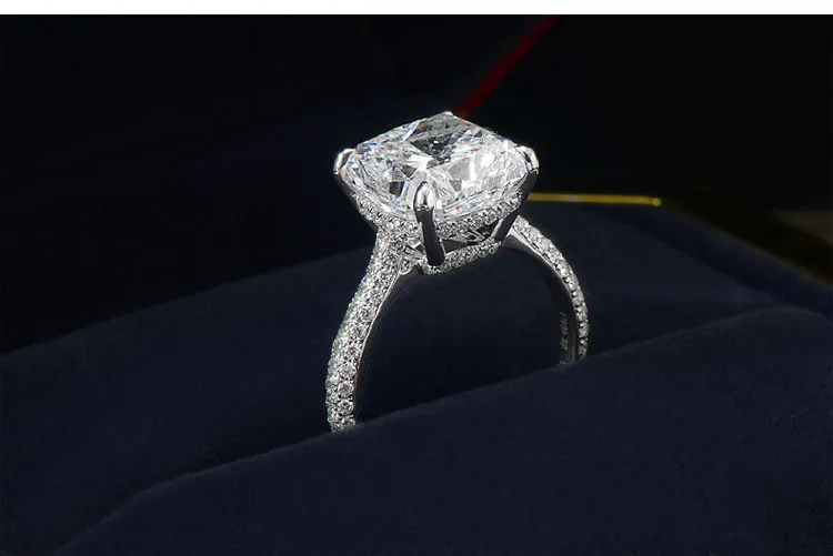 Véritable S925 argent Sterling 2 Carats Moissanite avec bague en diamant pour femmes Fine Anillos Mujer argent 925 bijoux Bizuteria Rings3531882