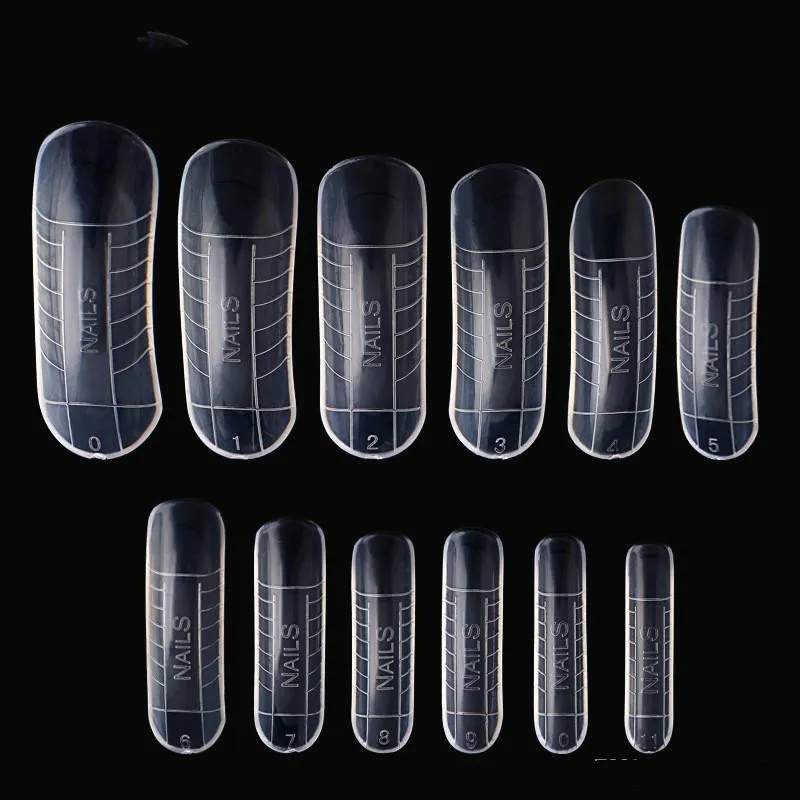 240 sztuk / zestaw fałszywych paznokci Porady Przezroczyste Pokrywa Akrylowa Paznokci Mold Nail Art Tools Fałszywe paznokcie z narzędziem skali Crystal Extension Uñas Falsas