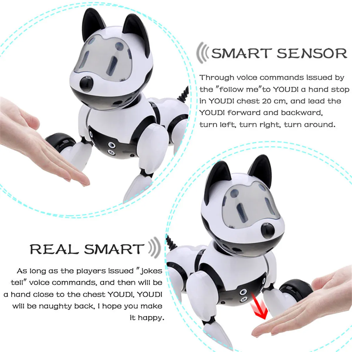Inteligentny robot taneczny pies elektroniczne zabawki dla zwierząt domowych z muzyką lekki tryb kontroli głosu śpiew Smart Dog Robot dla dzieci