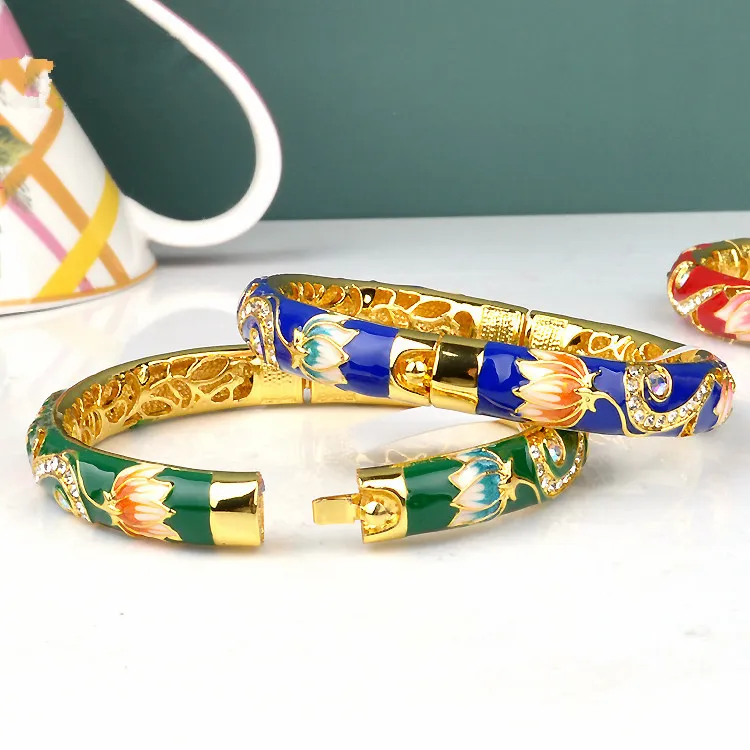 Bracelet 5 choix Styles chinois Bracelet cloisonné Double cristal femme bracelets National vent GP bijoux de dame cadeau 355h