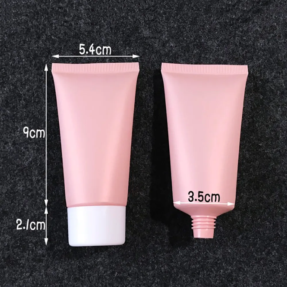 50 ml matt rosa plastkrämflaska 50g tom kosmetisk pressning mjuk rör frost ansiktslotion paket 30 st t200819231u