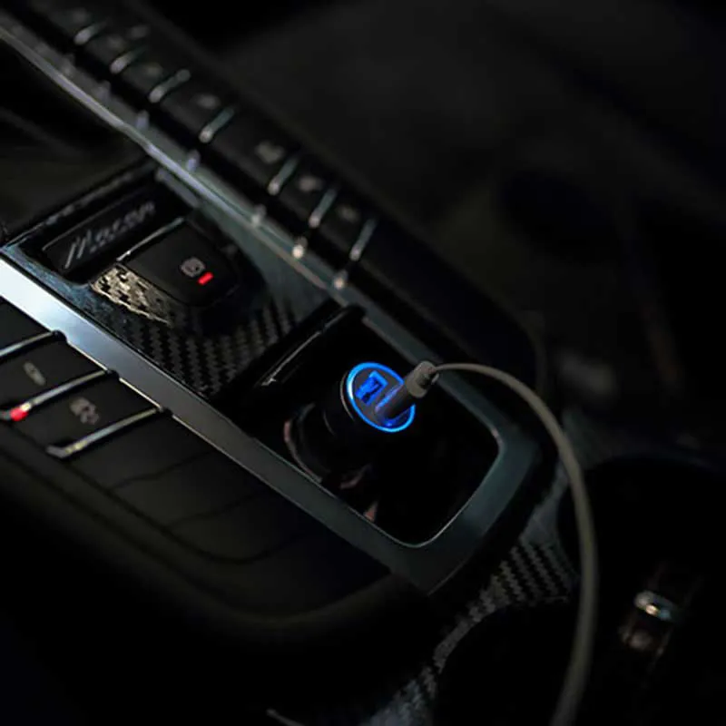 Универсальный автомобильный адаптер зарядного устройства с двумя USB-портами 10A 21A, интеллектуальная зарядка, корпус из металлического сплава со светодиодной подсветкой для мобильного телефона iPhone Car3371627