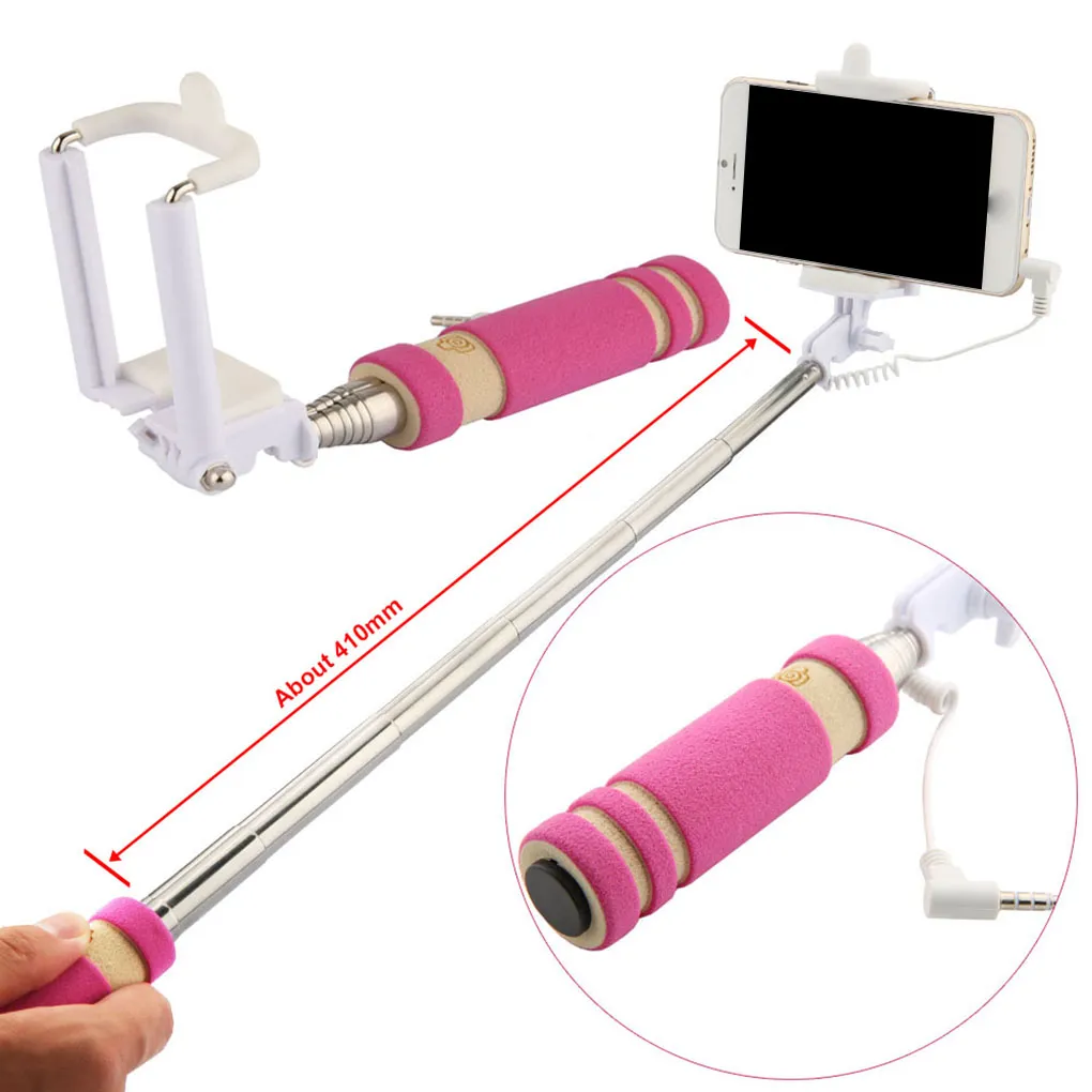 Selfie selfie selfie de Mini Wired portátil Mango de esponja suave Selfie Selfie Stick para Teléfono Mobile Telephining Telephera6511799