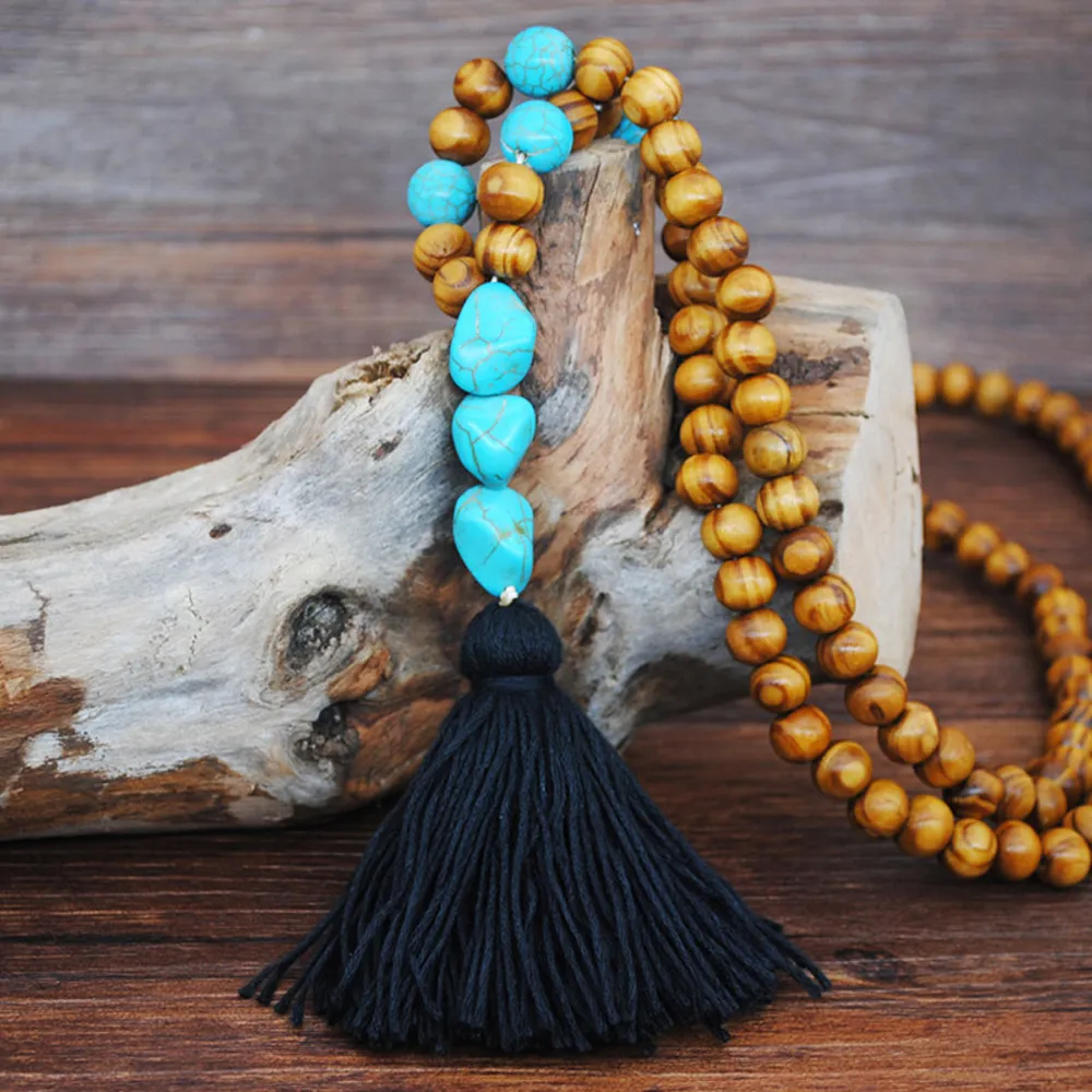 2020 Fashion Long chain Wooden Beads Boho Jewelry Womens Butterfly Heart Star Charms Colorful Tassel Necklace353e