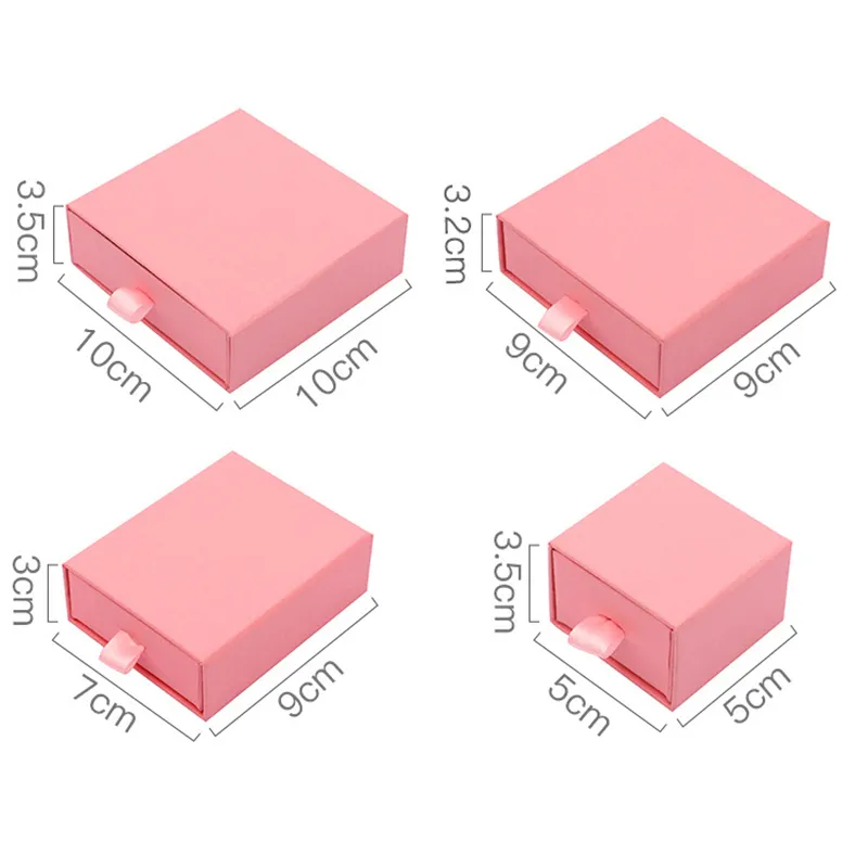 Konfigurowalne logo kartonowe pudełko Naszyjnik Bransoletki Kolczyki biżuterii Wyświetlacz Różowy wyciągnij całe działki luzem T200256f