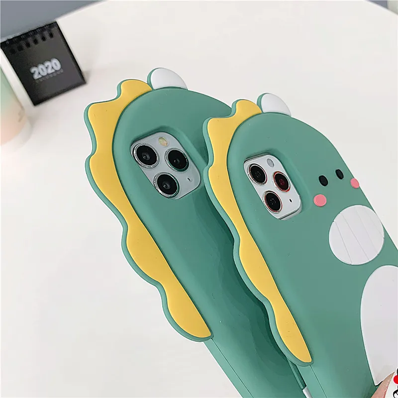 Cute Cartoon Dinosaur Lanyard Phone Case For iphone 11Pro MAX Case Silikone For SE X XS Max 6s 7 8Plus Strap AntiDrop Soft Couple9466090