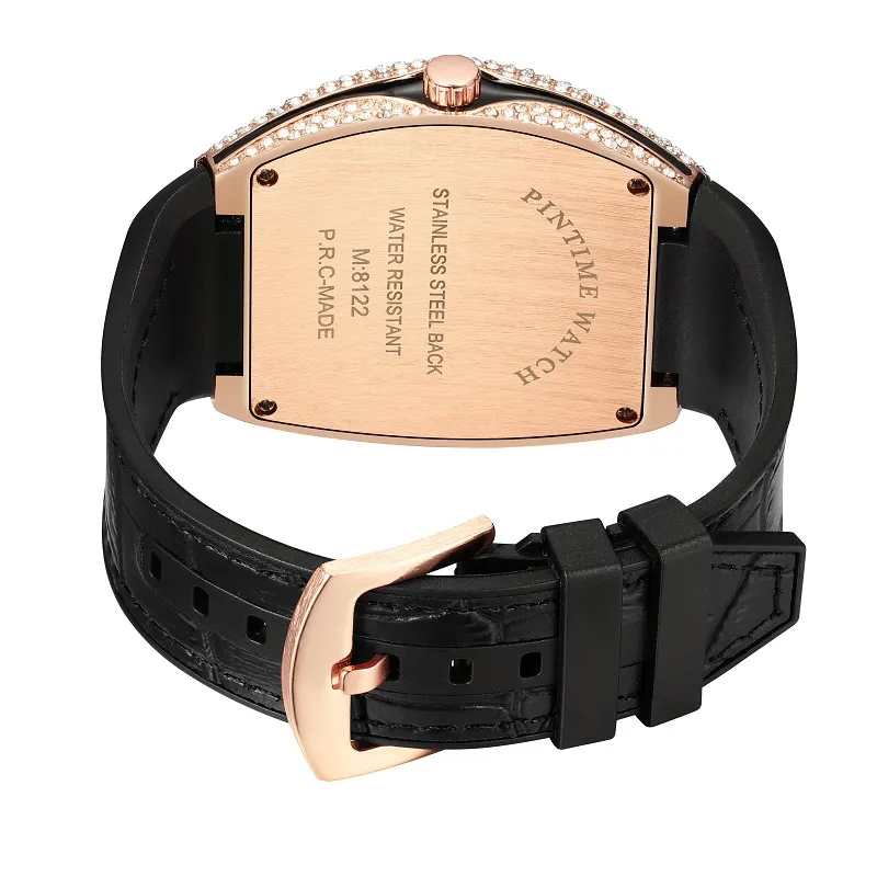 Élégant bleu mode luxe designer diamant alligator bracelet en cuir calendrier date quartz batterie montres pour hommes femmes 240o