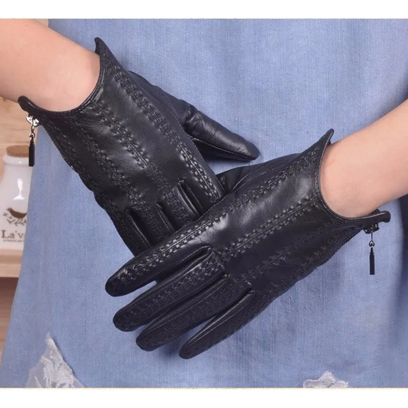 Svadilfari femmes gants d'hiver automne gants chauds femme en peau de mouton véritable en cuir filles cadeau de noël Glove252z