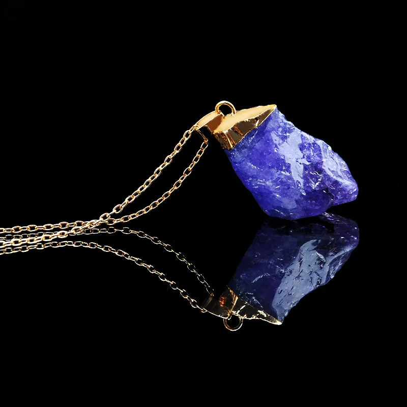 Collana con pendente a catena a maglie in oro curativo al quarzo multicolore Ciondoli in cristallo di pietra naturale gioielli da donna