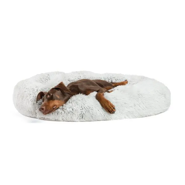 Miękkie pluszowe okrągłe łóżko dla kota ze sztucznie futrzane łóżka dla psów dla średnich małych psów Samo ocieplenie poduszki wewnętrznej Y200330