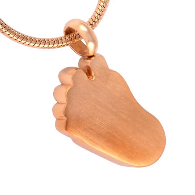 IJD8041 Baby Foot Shape rostfritt stål Kremation Keepsaken hänge för Hold Ashes Urn Necklace Human Memorial Jewelry299s