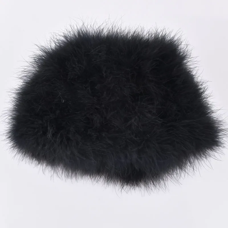 Kadınlar Kış Kürk Kapağı Orijinal Devekuşu Tüy Hindi Kürk Şapk Çok renkli hindi Beanies şapka tam astarlı hafif ağırlık2910