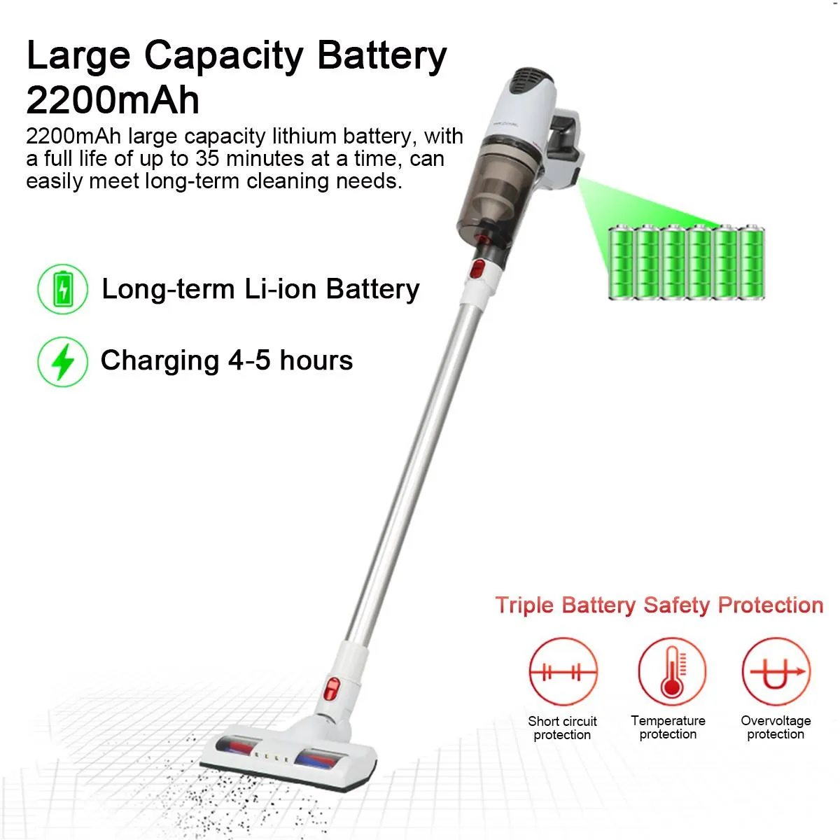 Aspirapolvere senza fili 2 IN 1 9000PA 140W Aspirapolvere lavabile Stick senza sacchetto Pulitore tappeti Collettore di polveri