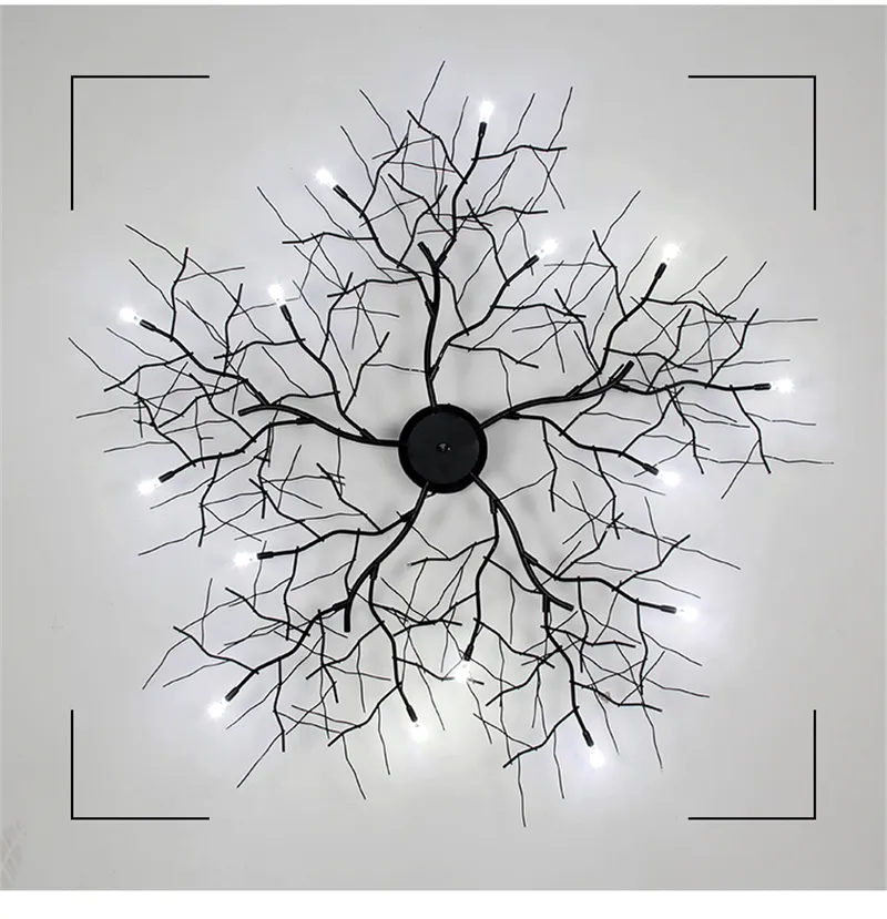 Amerikansk led taklampa nordisk trädgren järn taklampor för vardagsrum sovrum ljuskrona takdekor ljus fixtur298k