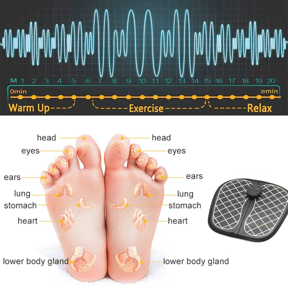 Electric EMS Foot Massager Pad Feet Muscle Stimulator Foot Massage Mat Förbättra blodcirkulationen Lindra Ache Pain Health Care1001620