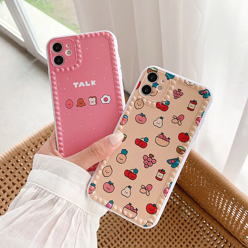 Fashion Fruit Food Shockproof Silicone Phone Case For iPhone 11Pro Max XR X XS Max 7 8Plus Cute Granular Anti-skid Edge Soft Cover