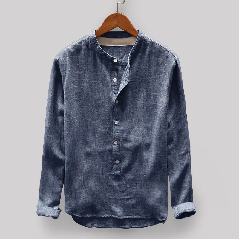 e-baihui 2021 Mens Castary Shirtsヨーロッパ系アメリカ人スタイルのメンズシャツ長袖のソリッドカラートップコットンとリネン247J