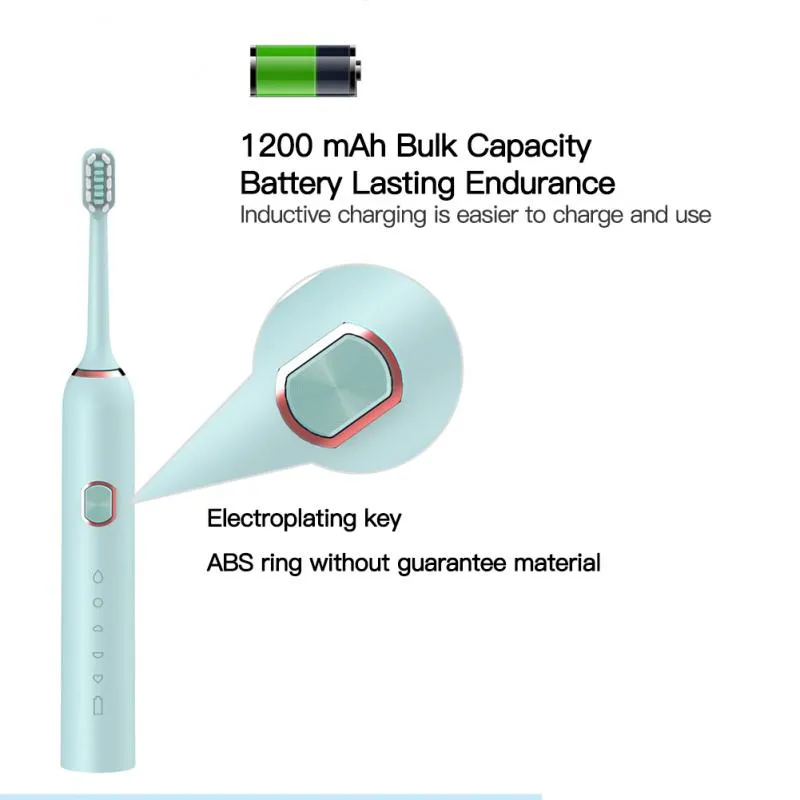 Brosse à dents électrique sonique ultrasonique puissante charge USB rechargeable et brosses à dents brosse à dents blanchissante électronique lavable