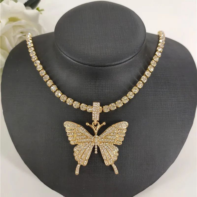 Collier de luxe en strass pour femmes, grand papillon, chaîne de Tennis, ras du cou en cristal, bijoux de mariage, cadeau 273e