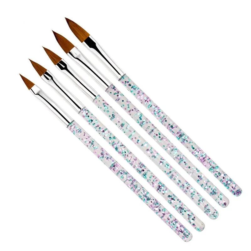 DHL 5 Pz / set Nail Art Crystal Brush Gel UV Builder Pittura Punteggiatura Penna Cepillo Para Las Unas Punte intagliare Strumenti saloni di manicure Pennello unghie