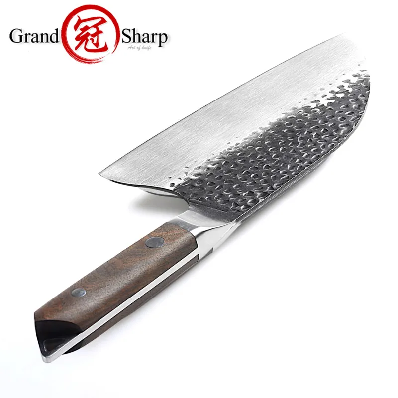 Chinese Cleaver Knife Hand Forged 5cr15mov Stainless Steel Blade Chef Kitchen Knives Leather Scabbard Camping BBQ Cooking Chopping3194051