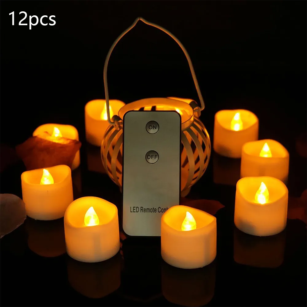 Velas votivas con batería de 12 Uds., 24 Uds., velas remotas, velas de té falsas, luz Led, vela de Pascua para fiesta Y2005311927725