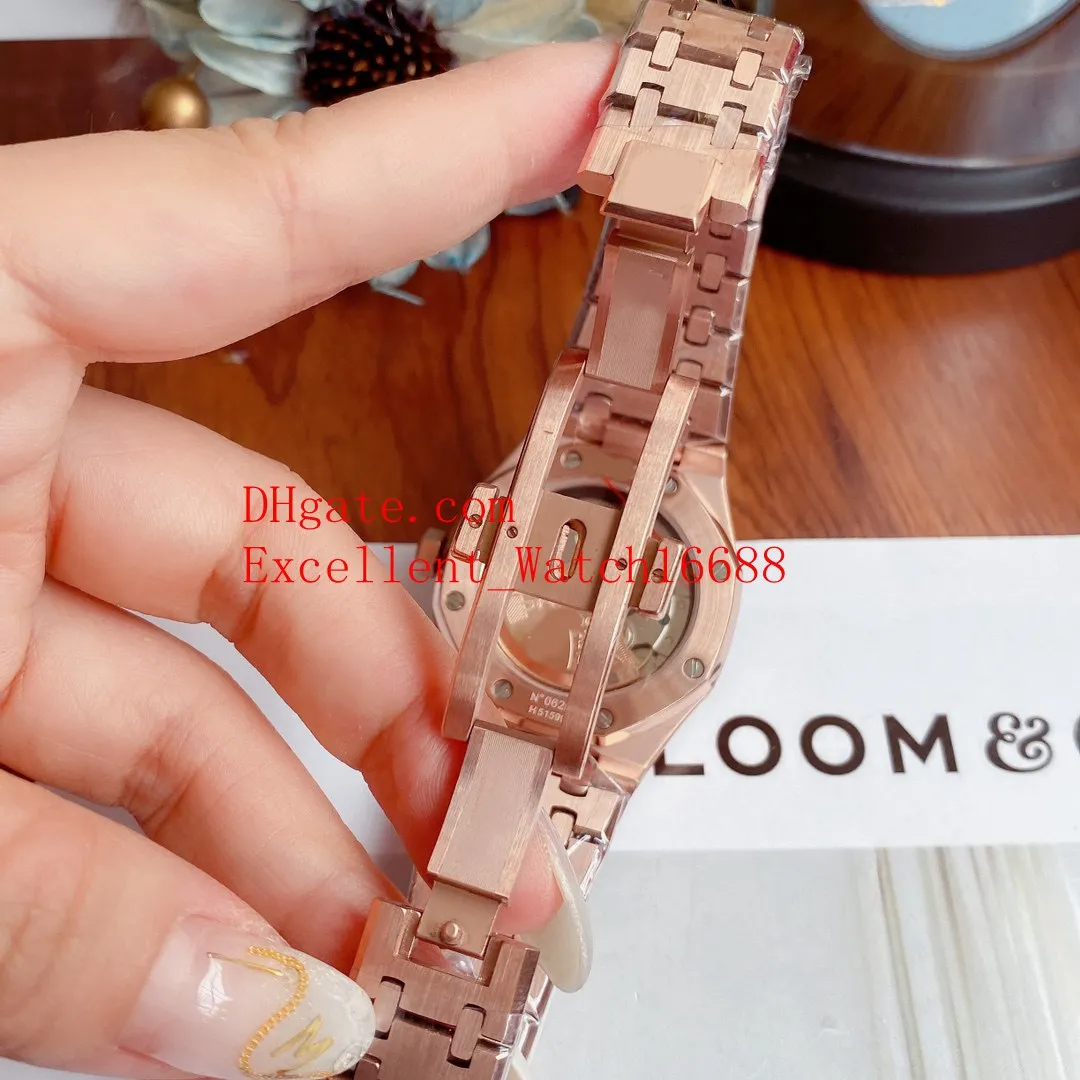 8 Stijl Horloges Unisex 37mm 15450 18k Rose Gold Azië 2813 Beweging Automatisch Mechanisch Transparant Horloge Dames Watche322L