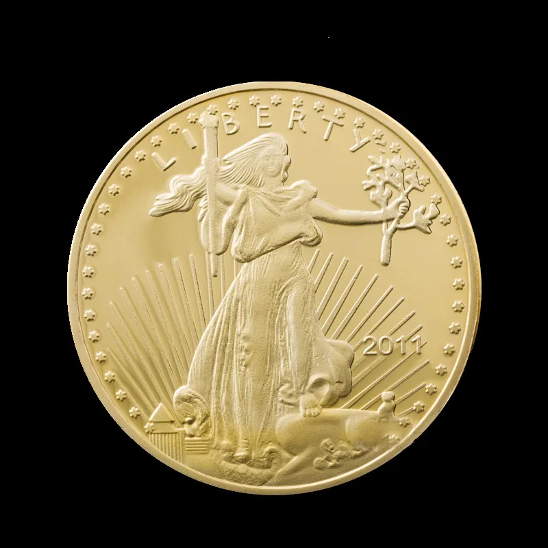De dom 2011 In God We Trust Liberty Souvenir Craft 1OZ 24K Real Vergulde Badge USA Eagle Coin2167713
