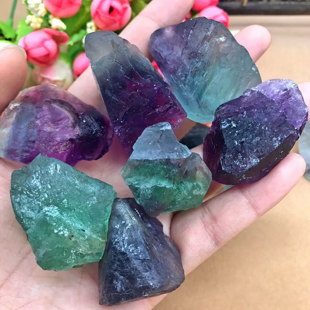 Kolorowe naturalne fluorytowe kryształowe pasiaste fluoryt kwarc kryształowy Kamień Kamień lecznicza różdżka Stone1341681