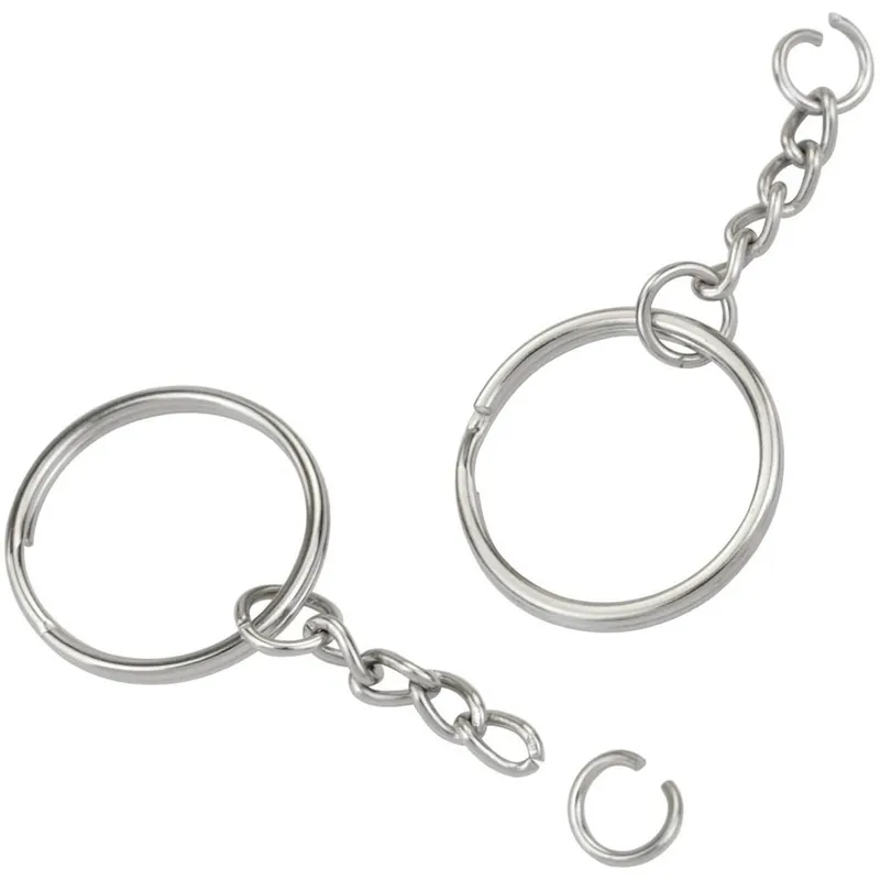 Split Key Chain Rings with Chain Silver Key Ring and Open Jump Rings Bulk for Crafts DIY 1 Inch 25mm244q