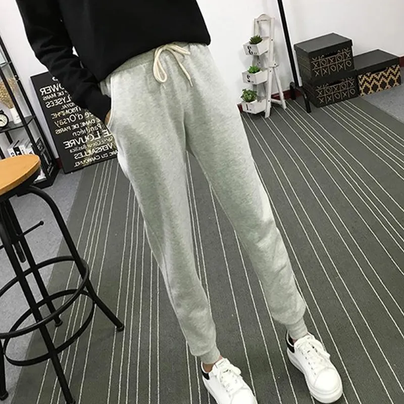 New Women Soft Cotton Joggers with Solid Girls Sweatpants Pull-on Pants Sport Pants Elastic Drawstring Waist CX200807