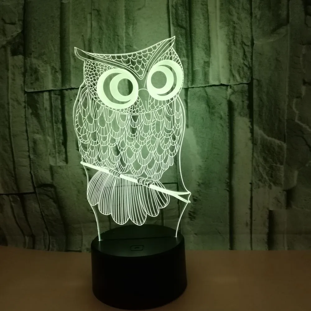 Berühren Sie Fernbedienung Visuelle Lampe USB kreative farbenfrohe 3D kleine Nachtleuchten Eulen LED Lights Weihnachtsgeschenk195n