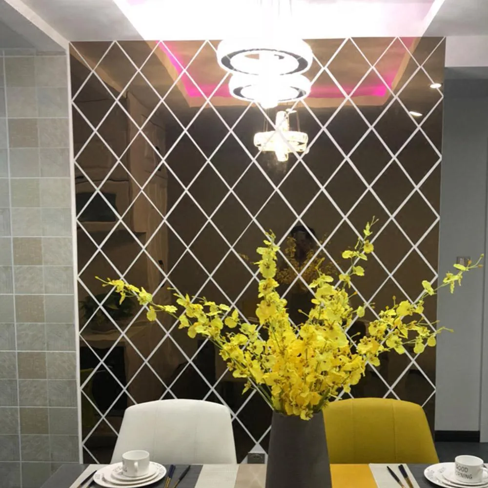 Diamond Pattern Mirror Wall Sticker DIY Living Room... From Long10, $9. ...