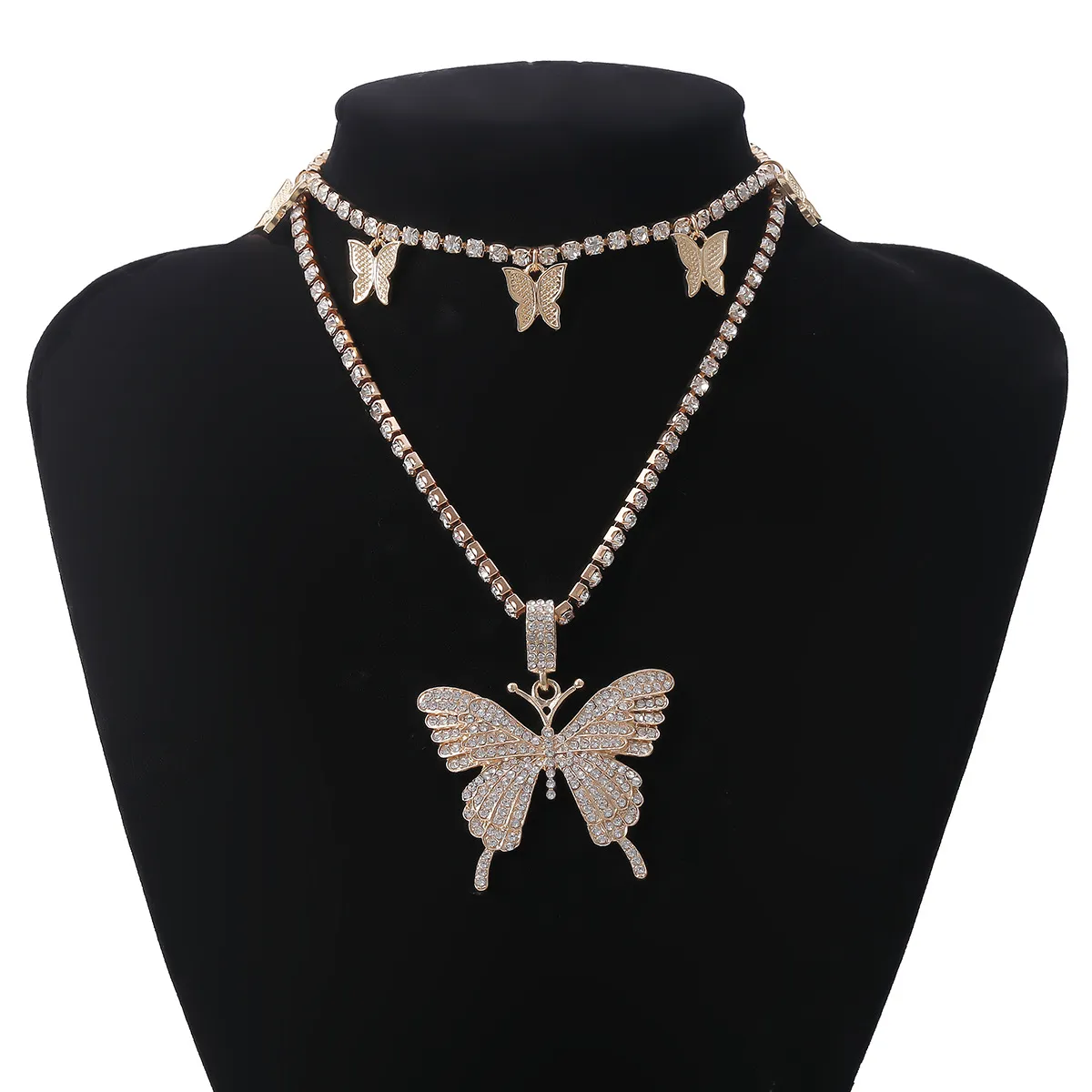 Animal Butterfly Naszyjniki wiszące łańcuchy luksusowe złote srebrne kobiety bling kryształowy nożyce moda bioder biżuterii naszyjnik 276U
