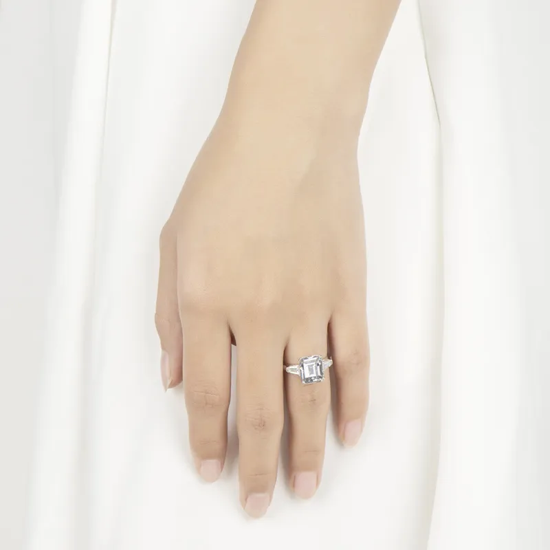 Wong chuva 925 prata esterlina corte esmeralda criado moissanite pedra preciosa noivado anel de diamantes de casamento jóias finas inteiras 5533679