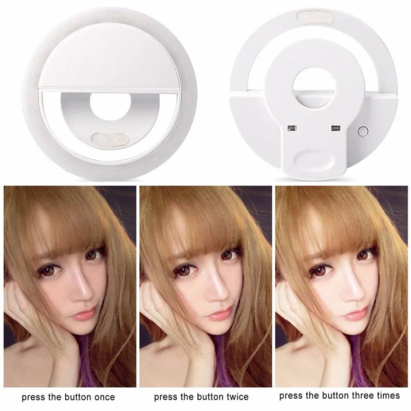 LED Selfie Light For Iphone 11 XR XS Max Universal Selfie Lamp Mobile Phone Lens Portable Flash Ring For Samsung S20 Huawei P407352031