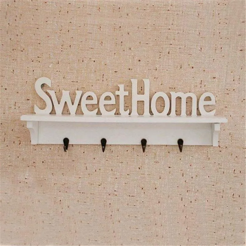 Sweet Home Mots 4 Crochets Étagères Chapeau Porte-clés Étagère De Rangement Crochets Suspendus Support Mural Support De Rangement Pour La Maison Y200429267c