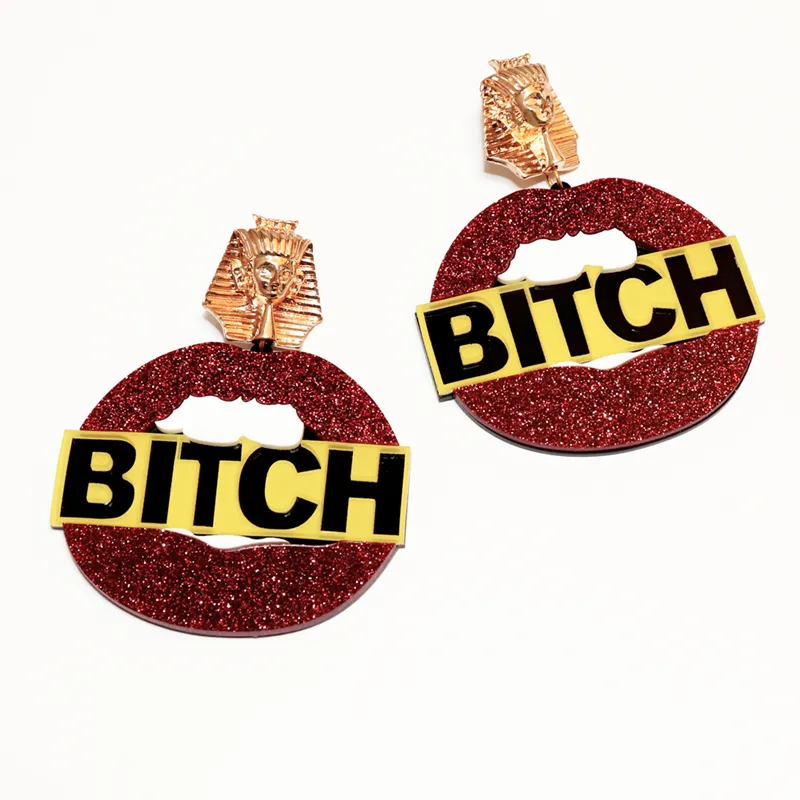 New Red Glitter Lips Dangle Earrings for Women Trendy Jewelry Acrylic Accessories250Q